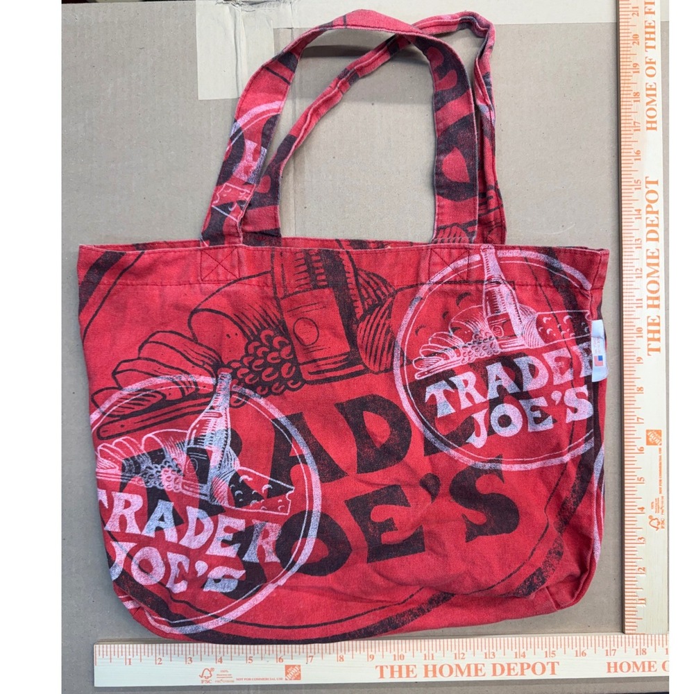 Rare Vintage Trader Joes Tote Bag Red Wine And Cheese Canvas Beach USA Grocery